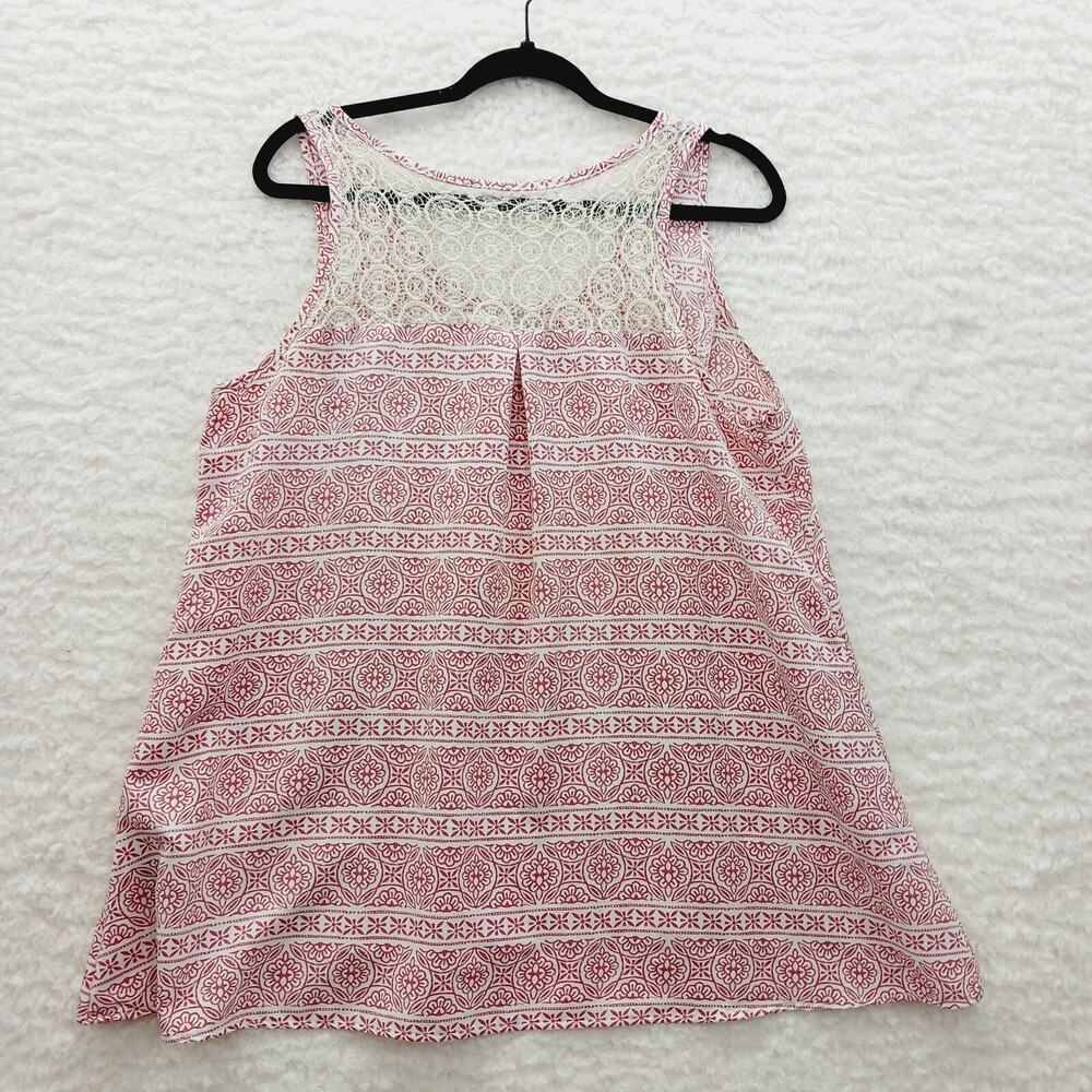 Cami Tank Top Pink Lace Fairy Coquette Y2K Whimsycore Boho Coastal Cool Size L